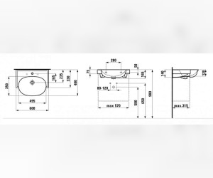 Раковина Laufen New Classic 8.1385.3.000.104.1 60 х 48 х 16.5 см, SaphirKeramik, 1 отверстие, белый глянцевый