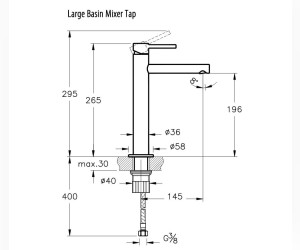 Смеситель Vitra Origin A42557 высокий, для раковины чаши, хром