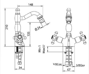 Смеситель Bandini Antica 549720PN06 для биде, никель