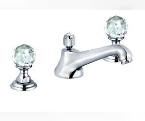 Смеситель Kludi Adlon 5104605G5 для раковины DN 15, на 3 отверстия, низкий излив, ручки хрусталь, цвет хром