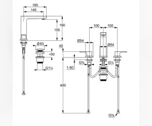 Смеситель Kludi Zenta Sl 483930565 для раковины на 3 отверстия, хром