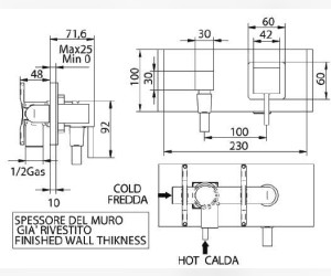 Смеситель Bandini Ice Cube 754520PN00LW для душа, никель/ручка венге