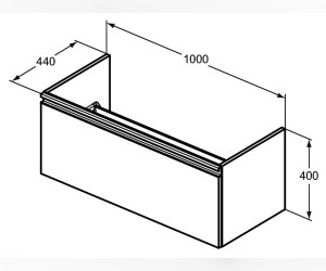 Тумба под раковину Ideal Standard Tesi 100 см, подвесная, cветло-серый глянцевый, T0048PH