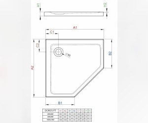Поддон для душа Radaway Doros PT, 100 x 100 см, пятиугольный, SDRPT1010-01