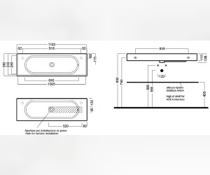 Раковина Hatria Area Y0W501, 110*35 см