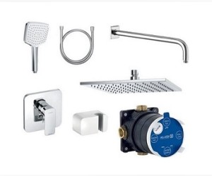 Душевой набор 7 в 1 Kludi Pure & Style 406300575 скрытый, с дождевой насадкой, хром