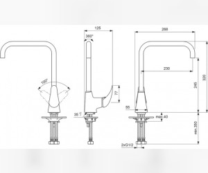 Смеситель Vidima ОРИОН (ORION) BA233AA для кухонной мойки, поворотный излив, хром