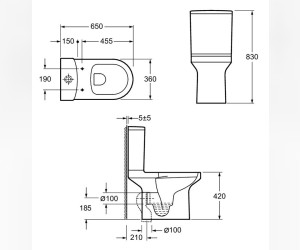Напольный безободковый унитаз Jacob Delafon Elite E20997-00, крышка микролифт, тонкая
