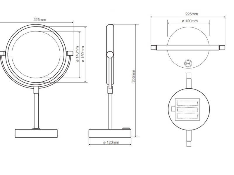 Косметическое зеркало Bemeta 112101622 22.5 x 12 x 35.5 см, с подсветкой, хром