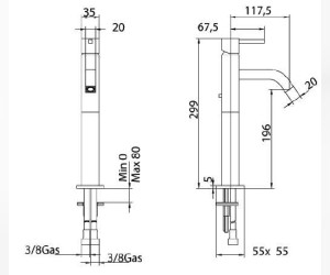 Смеситель Bandini Ice Cube 7503200000LR для раковины, хром/ручка белый дуб