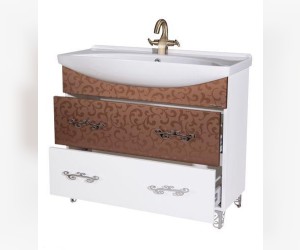 Тумба под раковину Bellezza МАРГАРИТА 85, напольная, цвет - белый/бронза