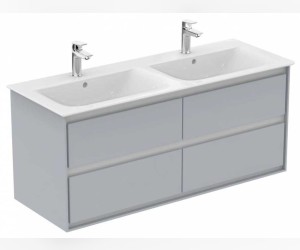 Тумба под раковину Ideal Standard Connect Air 130 см, подвесная, светло-серый глянцевый, белый матовый, E0824EQ