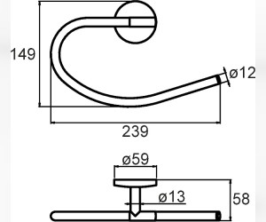 Полотенцедержатель Milardo Cadiss CADSM00M52, 23.9 см, хром