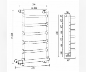 Полотенцесушитель электрический Margaroli Sole 588DX 588SX BOX, высота 73 см, ширина 42 см, правый/левый