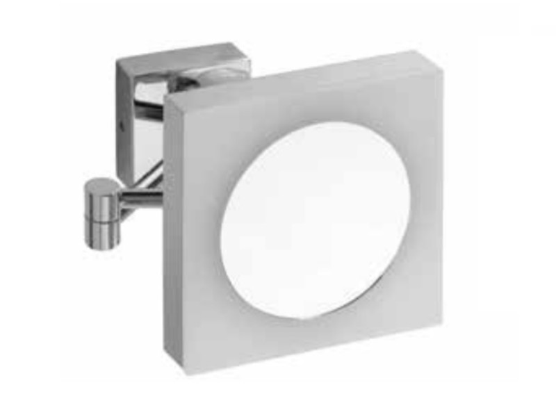 Косметическое зеркало Bemeta 116102672 20 x 43 x 20 см, круглое в квадратной раме, с подсветкой, хром