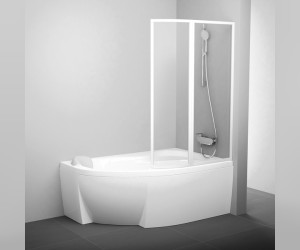 Шторка для ванны Ravak VSK2 Rosa 160, левая/правая, профиль белый, витраж транспарент, 76L90100Z1/76P90100Z1