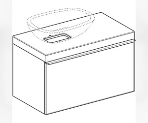 Тумба под раковину Geberit Citterio 500.560.JJ.1, 90 см, корпус cеро-коричневый дуб, фасад чёрное стекло