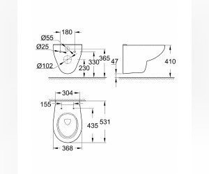 Подвесной унитаз Grohe Bau Ceramic 39427000, безободковый