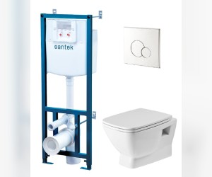 Инсталляция Santek с унитазом Santek Neo 1.WH50.1.572 подвесной, сиденье SoftClose, кнопка хром