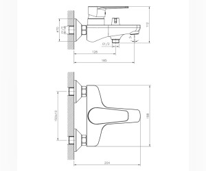 Смеситель Decoroom DR72036, для ванны и душа, хром