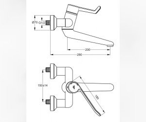 Смеситель Ideal Standard Ceraplus Sequential настенный для раковины, хром, B8224AA