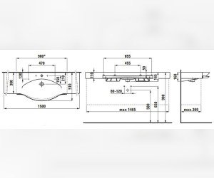 Раковина Laufen Palace 8.1270.6.000.104.1 с полотенцедержателем, 150 см