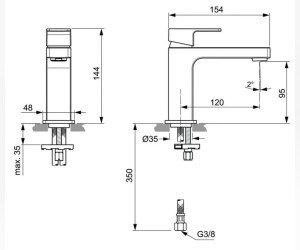 Смеситель Ideal Standard Edge для раковины, хром, A7103AA