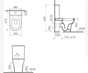 Напольный унитаз Vitra Zentrum 9012B003-7202 крышка микролифт