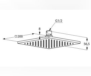 Верхний душ Kludi A-Qa 6442005-00 20 x 20 см квадратный, плоский 8 мм, 1 режим струи, без держателя, цвет хром