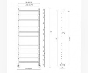 Полотенцесушитель водяной Margaroli Sole 4-484/11 448411468CRN, высота 140.5 см, ширина 54 см