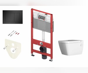 Инсталляция TECE Base K440407.WC2 с безободковым унитазом TECEone с кнопкой смыва TECEnow, черный матовый