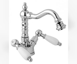 Смеситель Cezares FIRST-BS2-01-Bi для биде, хром, ручки белые