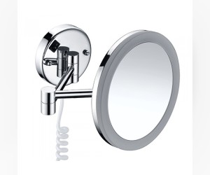 Настенное косметическое зеркало WasserKRAFT K-1004 с 3-х кратным увеличением и Led-подсветкой, цвет держателя - хром