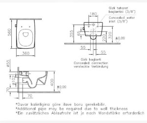 Подвесной безободковый унитаз Vitra Metropole с функцией биде и встроенным смесителем, цвет белый, 7672B003-1684