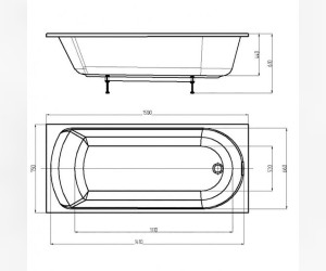 Ванна акриловая Aquatek Ника 150 х 75 см