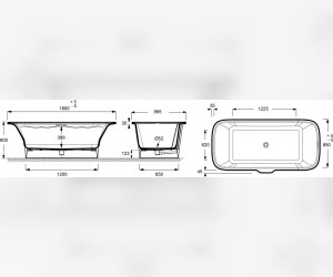 Ванна из литьевого мрамора Jacob Delafon Elite E6D034-00 180 x 85 см, материал Flight