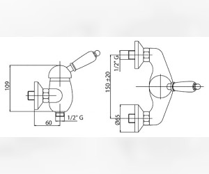 Смеситель Cezares VINTAGE-DM-02-Sw для душа, бронза, ручка Swarovski