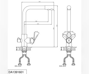 Смеситель D&K Rhein Marx DA1391601 для кухонной мойки с подключением к фильтру, хром