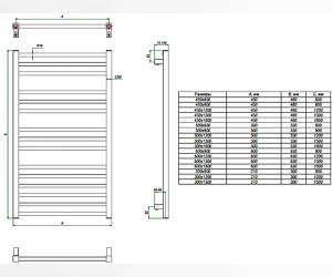 Полотенцесушитель водяной Grota Classic 63 x 120 см, ширина 63 см, высота 120 см