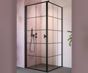 Душевой уголок Radaway Nes 8 Black KDJ I Factory, 90 x 80 см, левая дверь, стекло Factory, профиль черный