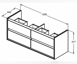 Тумба под раковину Ideal Standard Connect Air 130 см, подвесная, светло-коричневое дерево, светло-коричневый матовый, E0824UK
