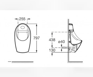 Писсуар Roca Euret 35945M000 42.5 x 36.5 x 79.7 см электронный, с задним подводом воды, белый