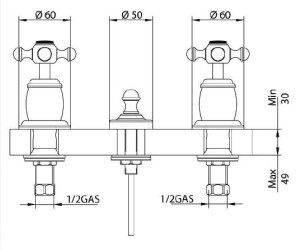 Смеситель Bandini Antica 5429200006 для биде на 3 отверстия, хром