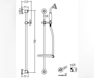 Душевая штанга Devon&Devon White Rose UTWR718CR, хром
