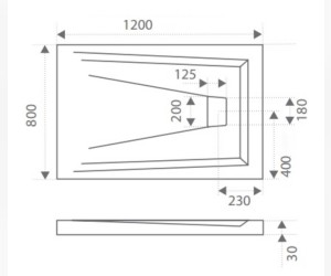 Душевой поддон Bas Атриум 120 x 80 см, Антрацит, ЛП00033, литьевой мрамор, прямоугольный, черный