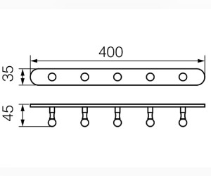 Планка с 5-ю крючками Veragio Gialetta VR.GIL-6438.CR, 40 см, хром