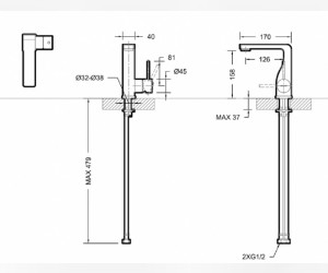 Смеситель Bravat Arc F16061K-2-ENG для раковины, черный