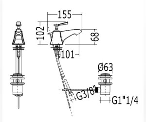 Смеситель Devon&Devon Vip Time VPTIME220NKSABI для биде, сатинированый никель