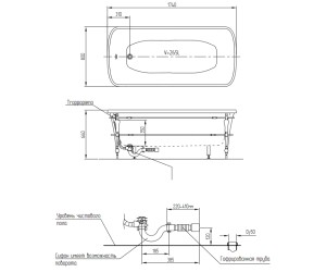 Ванна из литьевого мрамора Migliore OLIVIA Console ML.OLV-40.102 на консоле, 174 х 80 х 66 см
