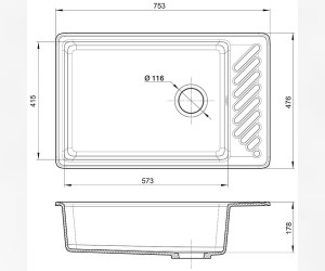 Кухонная мойка GranFest Quarz Z 51, 75.3 x 47.6 см, песочный